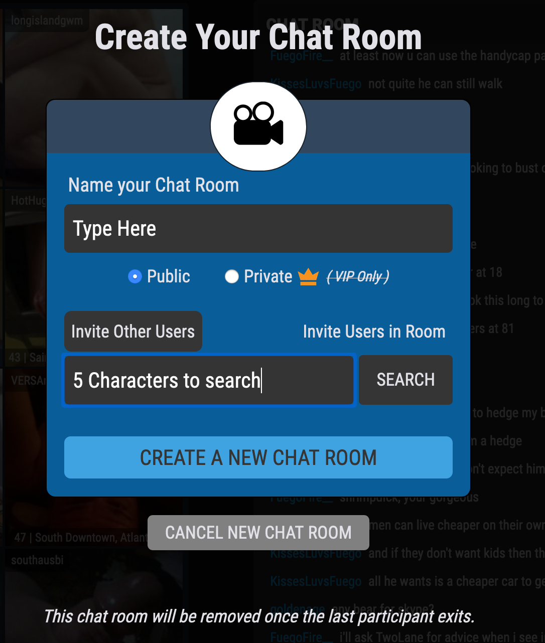 Chat with other persons in private room